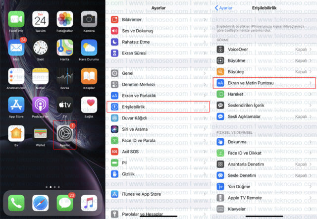 iphone,metin puntosu,yazı boyutu