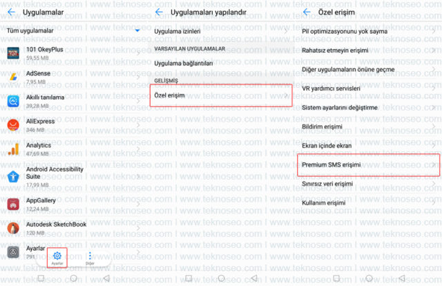 huawei,4 haneli numaralara mesaj atamama,sms,premium sms erişimi